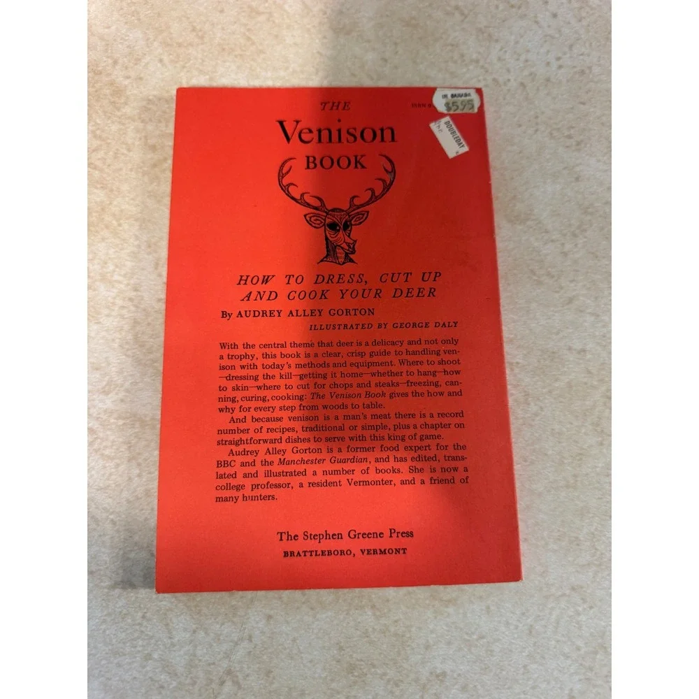 The Venison Book Audrey Alley Gorton 1982 Vintage Hunting Cookbook Paperback